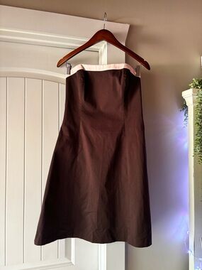 Robin Jordan Brown A-Line Dress with Pale Pink